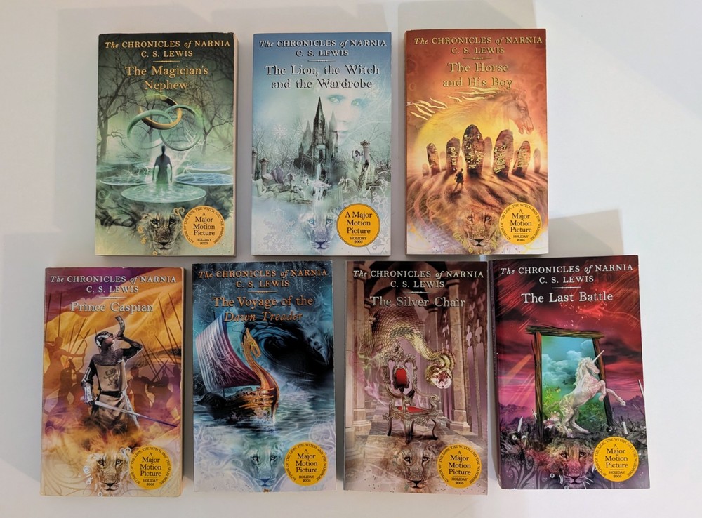 Chronicles of Narnia Complete 7 Book Set C.S. Lewis Paperback HarperTrophy
