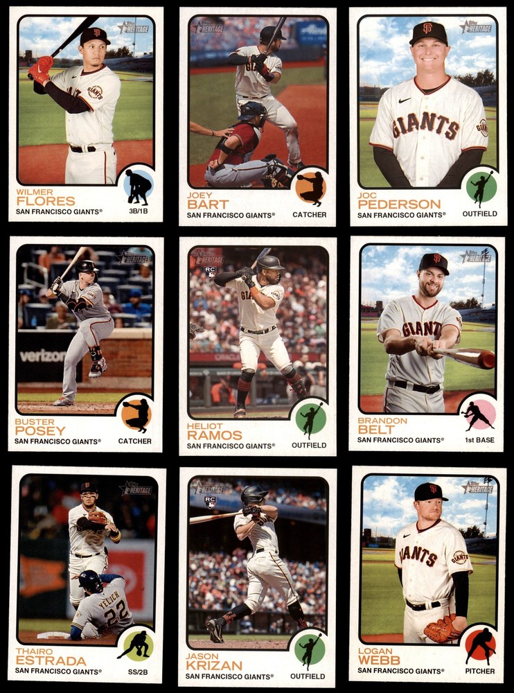 2022 Topps Heritage Giants Almost Complete Team Set 8 - NM/MT 7175204