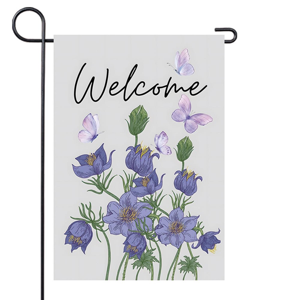 Spring Summer Garden Flag 12x18 Inch Double Sided Welcome Butterfly Flower Small