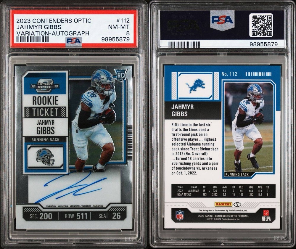 2023 Contenders Optic Jahmyr Gibbs Variation Auto PSA Lions