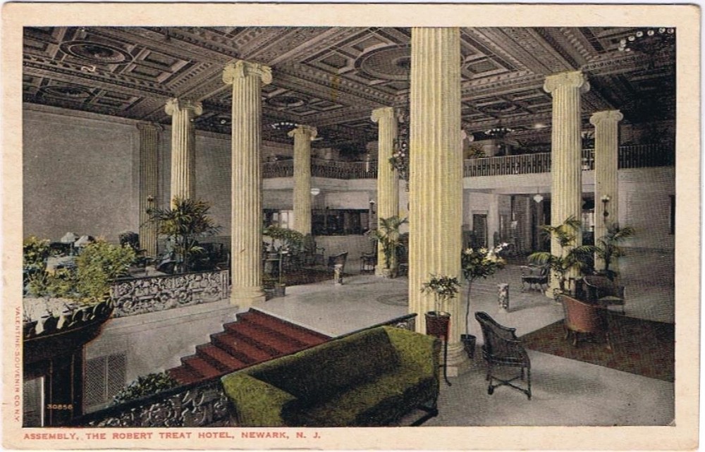 New Jersey Postcard Newark Robert Treat Hotel Assembly Valentine Souvenir Co