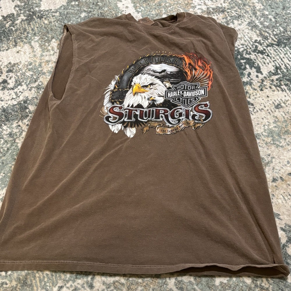 Vintage 2008 Harley Davidson Black Hills Rally Sturgis  Tshirt 2XL Sleeveless