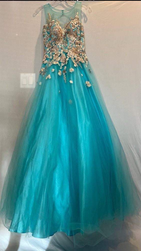 Rachel Allan Aqua Blue size 4 Ball Gown Formal Prom Pageant Dress NWT