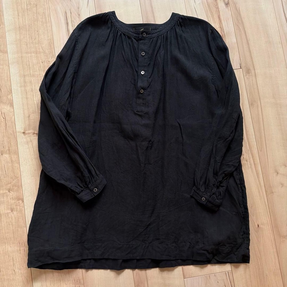 Veritecoeur Noir Black Long Sleeve Linen Shirt Size 7 Used