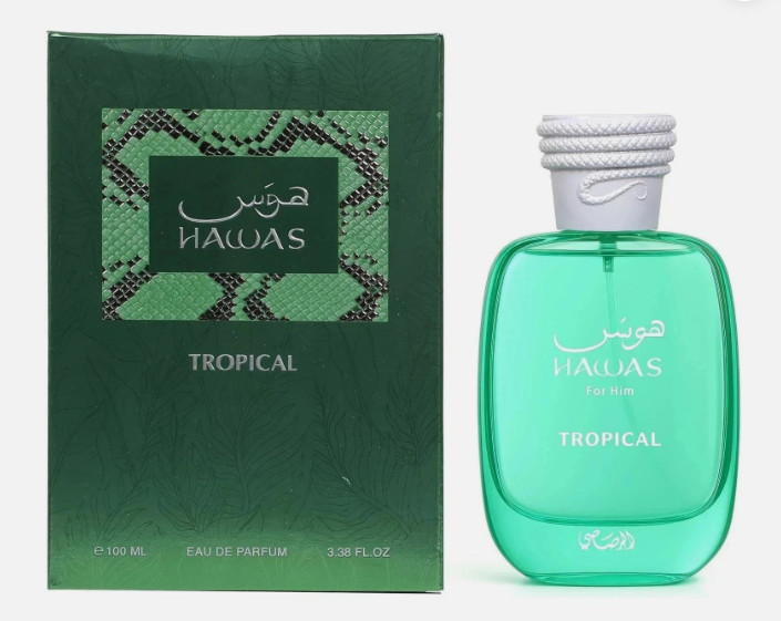 Rasasi Hawas Tropical Eau De Parfum Spray for Men, 3.4 Ounce/100ml.