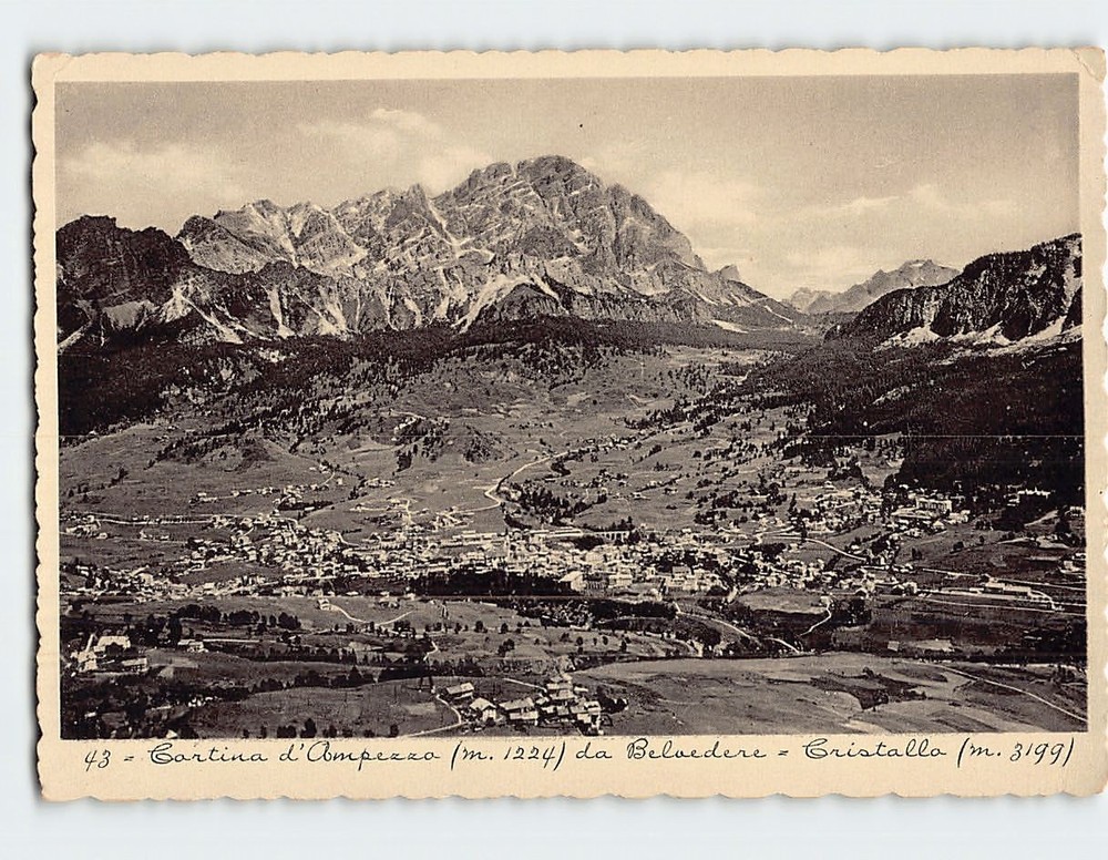 Postcard Panoramic View Cortina d'Ampezzo Italy