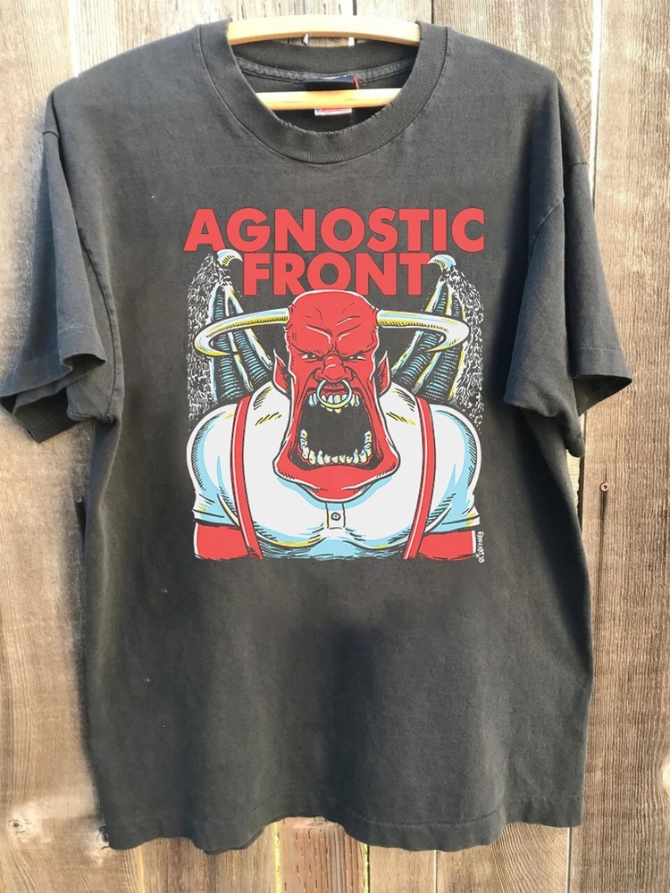 Agnostic Front band Hardcore Punk Charcoal Graphic T shirt vtg NH18305