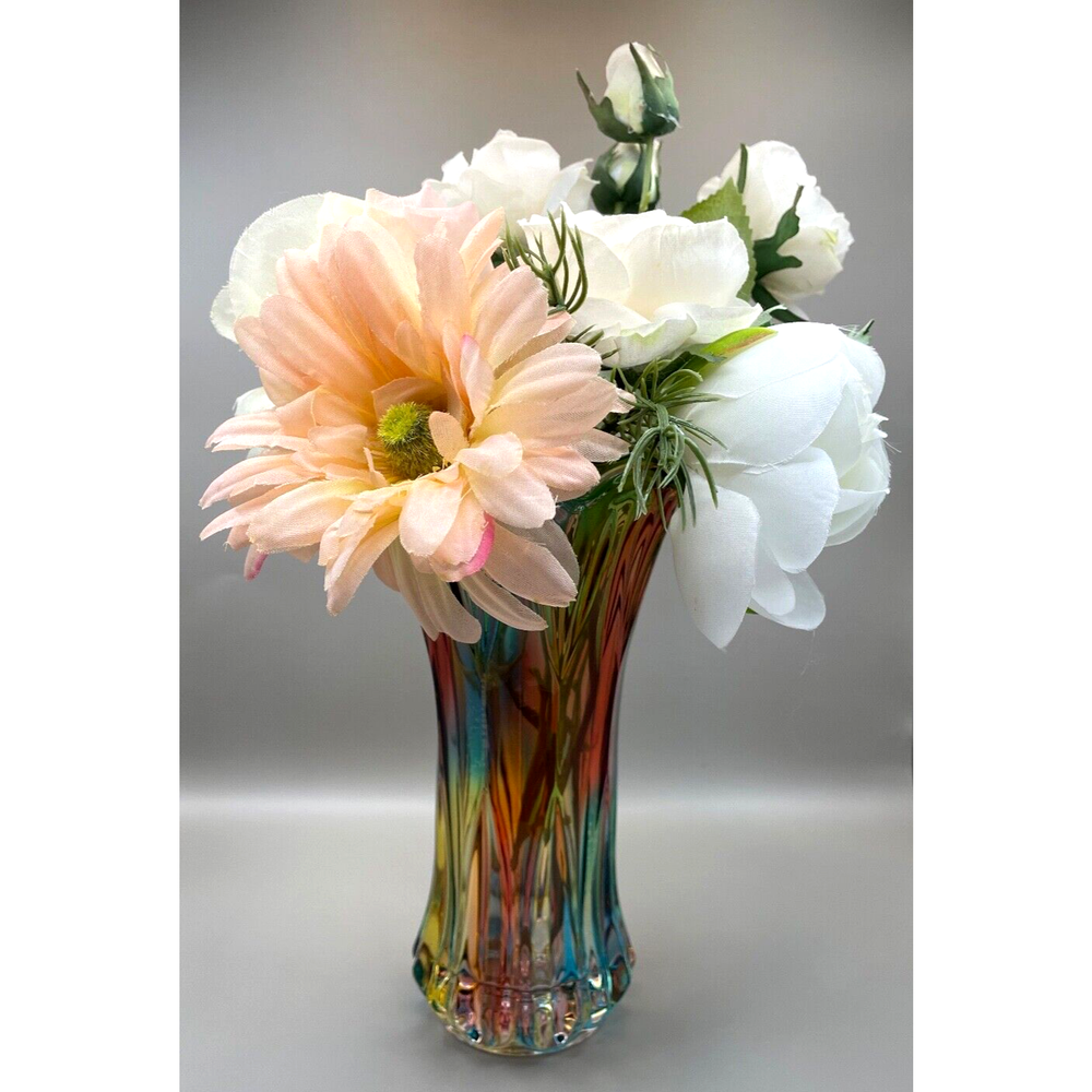 Vintage Colorful Crystal Glass Vase for Home Decor