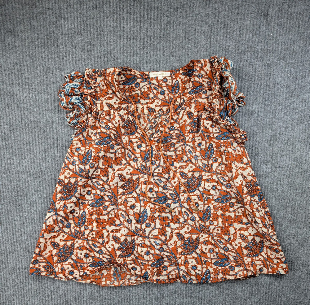 Love The Label Blouse Womens Medium Boho Top Ruffle Coastal Cowgirl Western