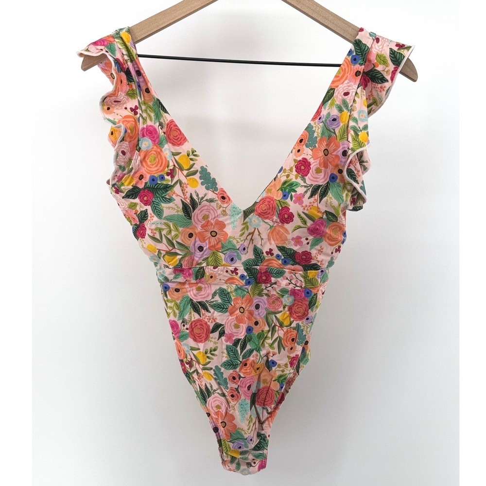 Summersalt Rifle Paper Co Garden Party Ruffle Backflip One Piece Swimsuit Size 6