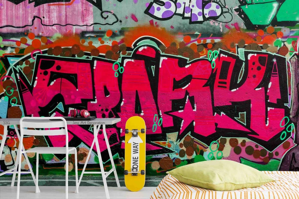 3D Graffiti Red Letters Self-adhesive Removable Wallpaper Murals Wall 121