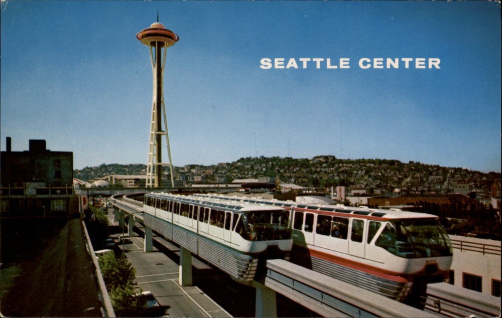 Alweg Monorail ~ Seattle Washington ~ Space Needle ~ vintage postcard
