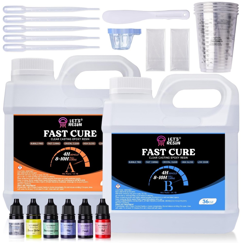 72OZ Fast-Cure Epoxy Resin Demolds in 4 Hours - Quick Drying Crystal Clear Formula