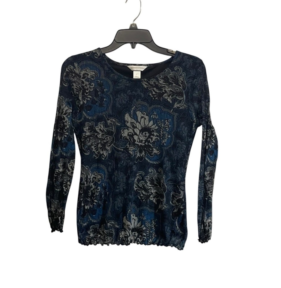 Y2K Women's Lace Blouse Small Pullover Blue Black Fitted FairyGrunge Whimsigoth