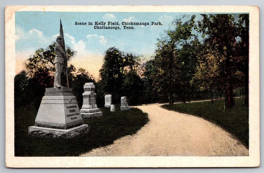 Monument Kelly Field Chickamauga Park Chattanooga TN C1930s Postcard Y18