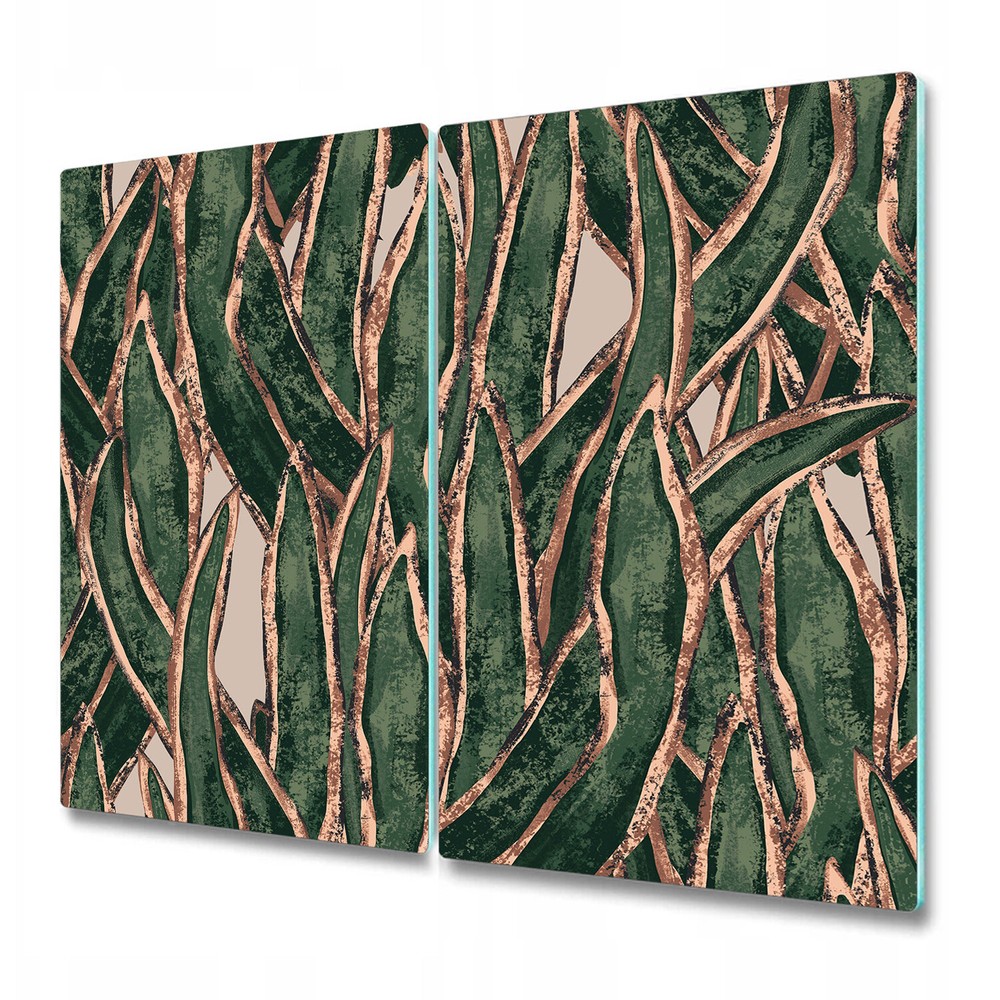 Glass Kitchen Chopping Board Bushes and wrack Long Leaves with ornament Floral