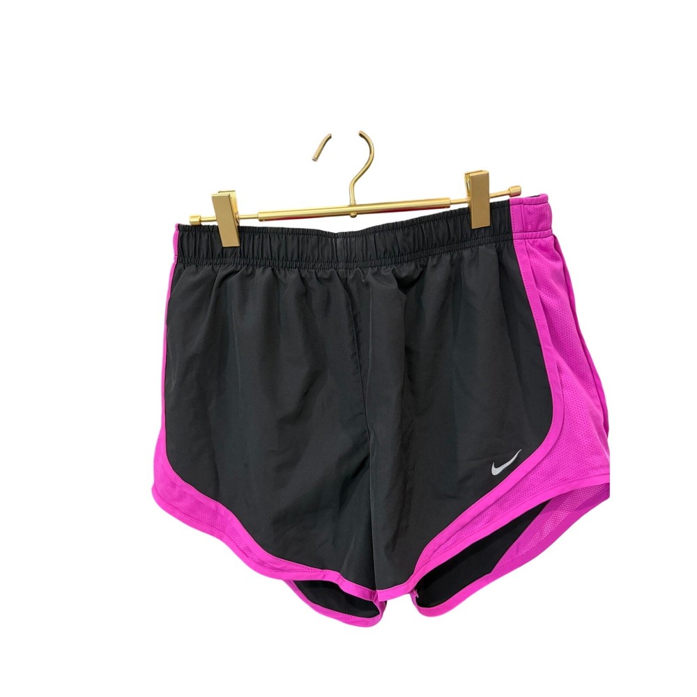 Nike Dri‑Fit Black Pink Trim Running Shorts Women’s Medium Hidden Drawstring