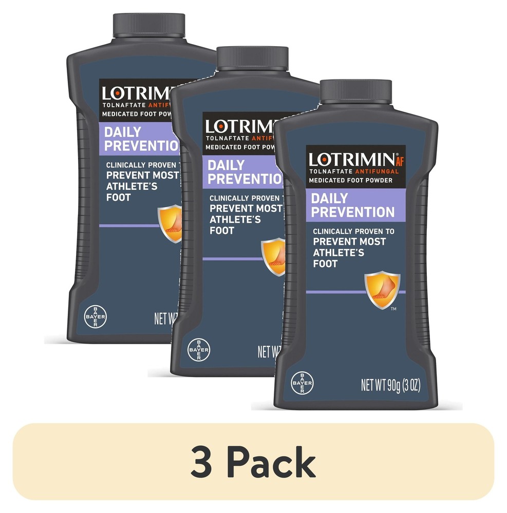 (3 pack) Lotrimin Athlete's Foot Daily Prevention Medicated Foot Powder, 3 oz