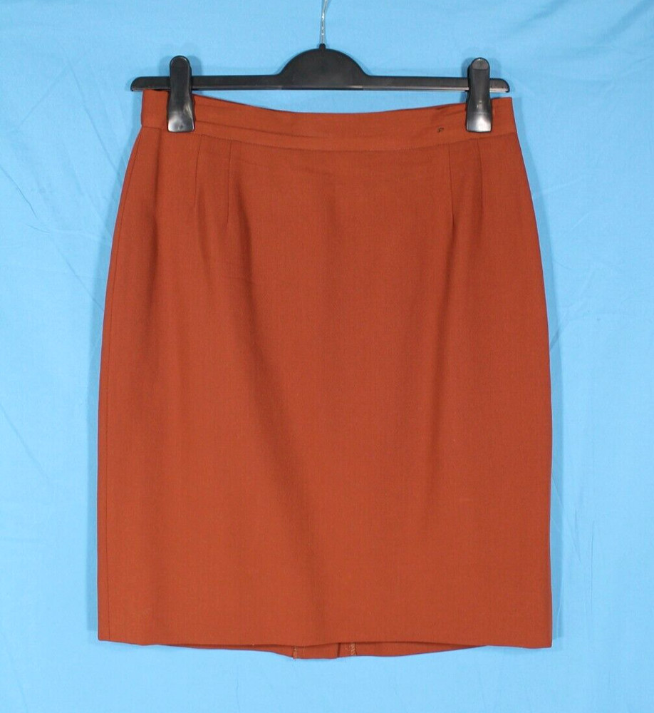 VTG ESCADA Cognac Brown NEW WOOL Zip/Button DARTED Straight/Pencil Skirt Sz 44