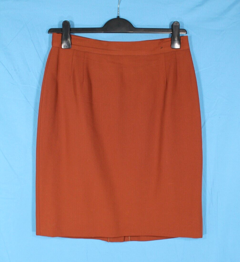 VTG ESCADA Cognac Brown NEW WOOL Zip/Button DARTED Straight/Pencil Skirt Sz 44
