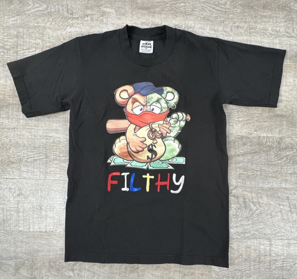 Pro 5 Men's Filthy Munny Bear Graphic T Shirt Size M Black  Hip Hop Streetwear
