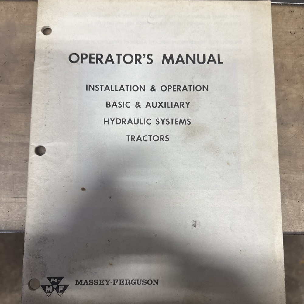 1965 Massey Ferguson Basic & Auxiliary Hydraulic Systems Operator's Manual