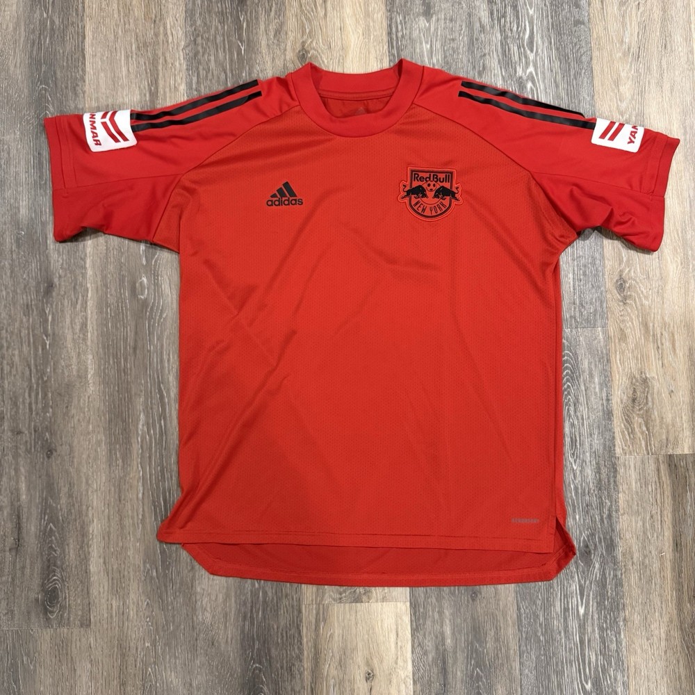 New York Red Bulls Jersey Team Issue Red MLS Soccer Adidas Training Top Men’s L