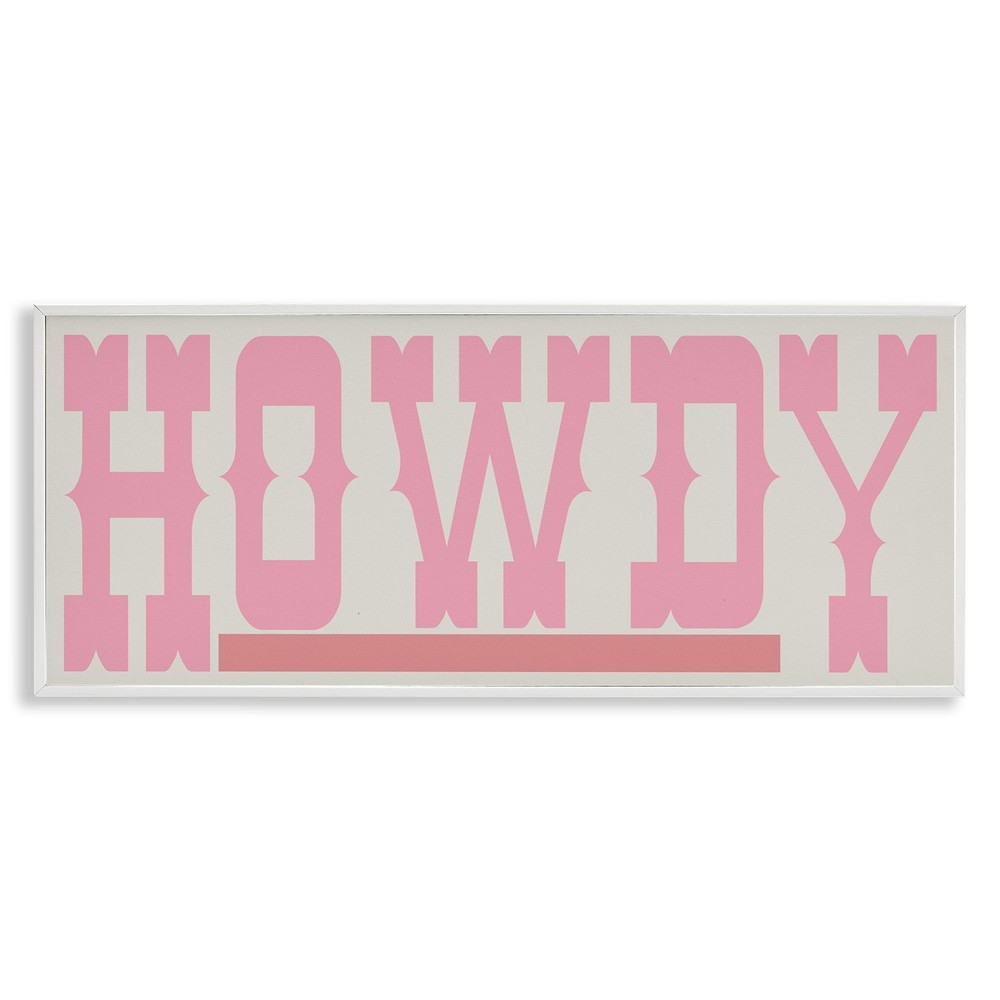 Howdy Pink Text Framed Giclee Art Design by Sd Graphics Studio