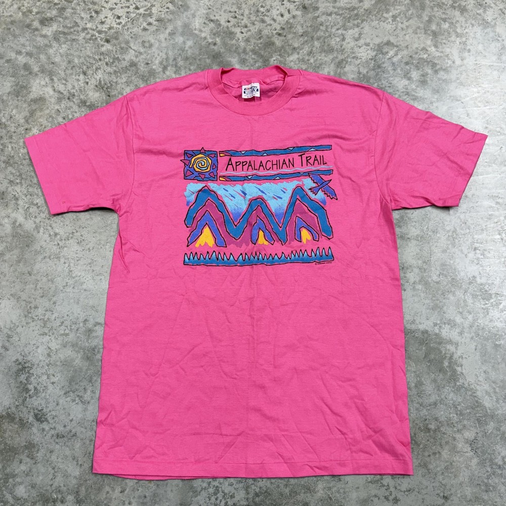 Vintage Hanes Appalachian Trail Shirt Mens XL Pink Outdoor Hiking Graphic 90s