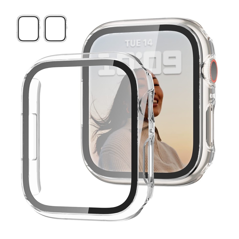 2 Pack Case with Tempered Glass Screen Protector for Apple Watch SE(2023) Series