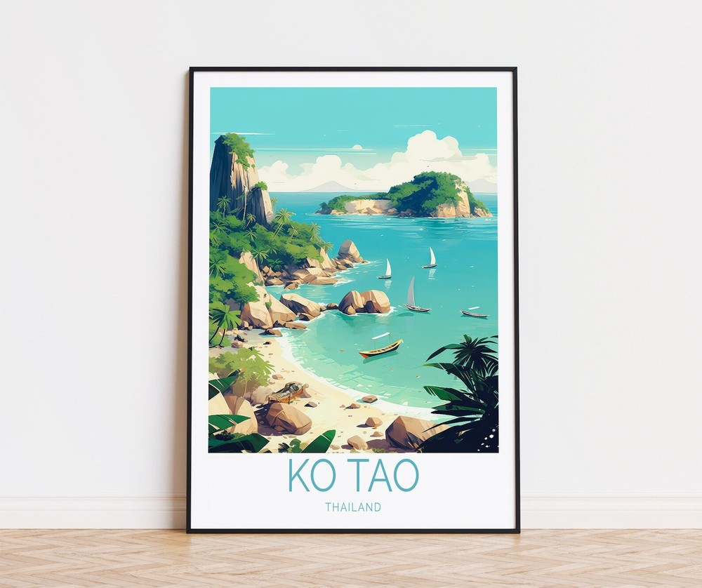 Ko Tao Travel Poster Ko Tao Thailand Print Thailand Wall Art Thailand Ko Tao