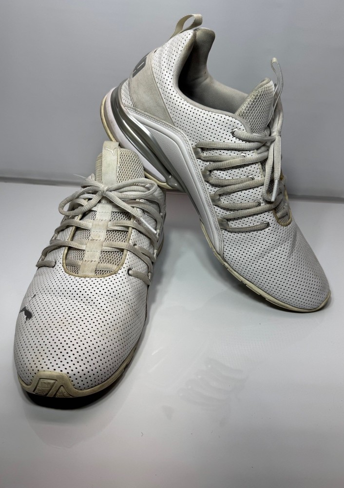 Puma Axelion White Gray Men’s 11.5 Running Sneakers 193555-01 Athletic Shoes