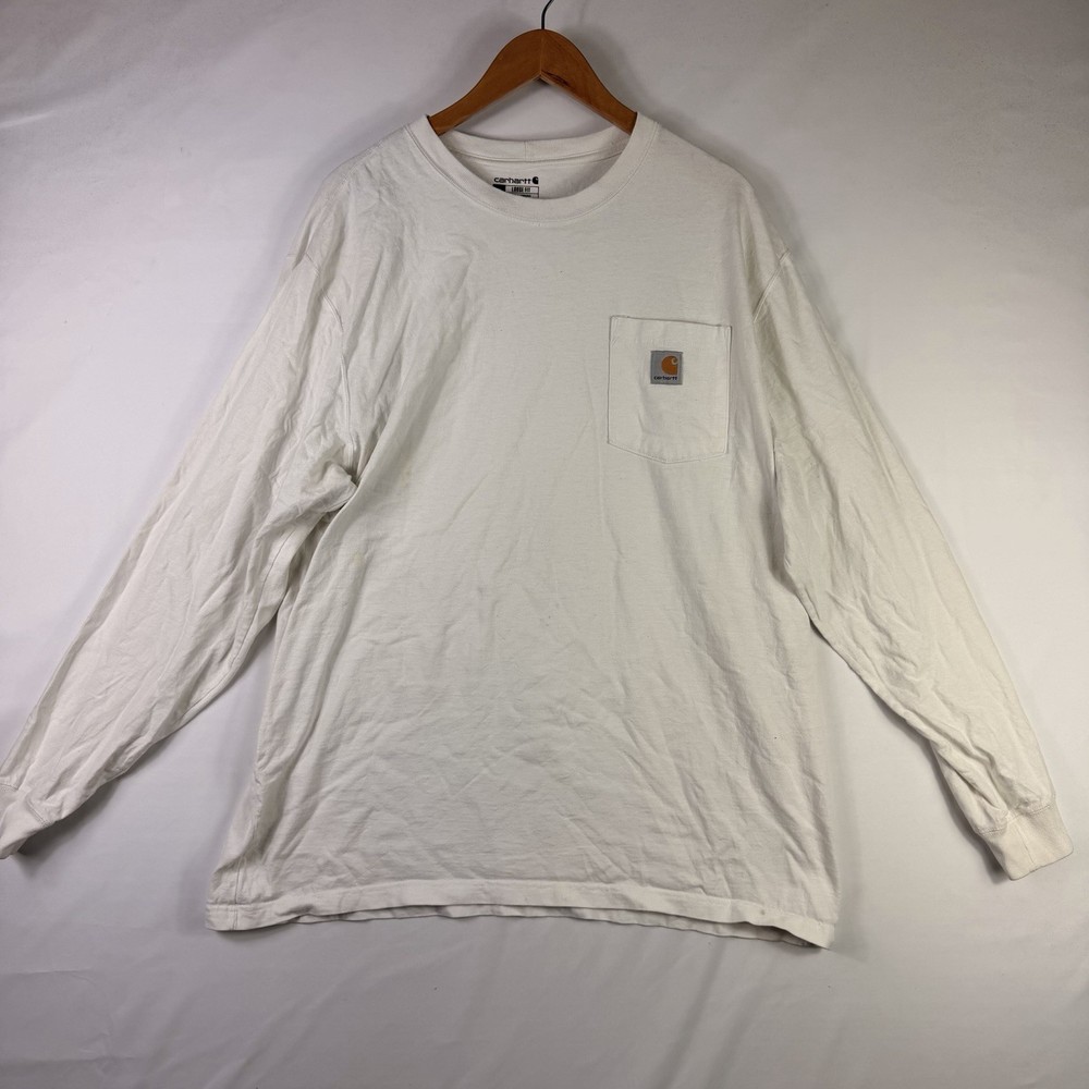 Carhartt Pocket Shirt Men’s XL White Loose Fit 100% Cotton Long Sleeve K126
