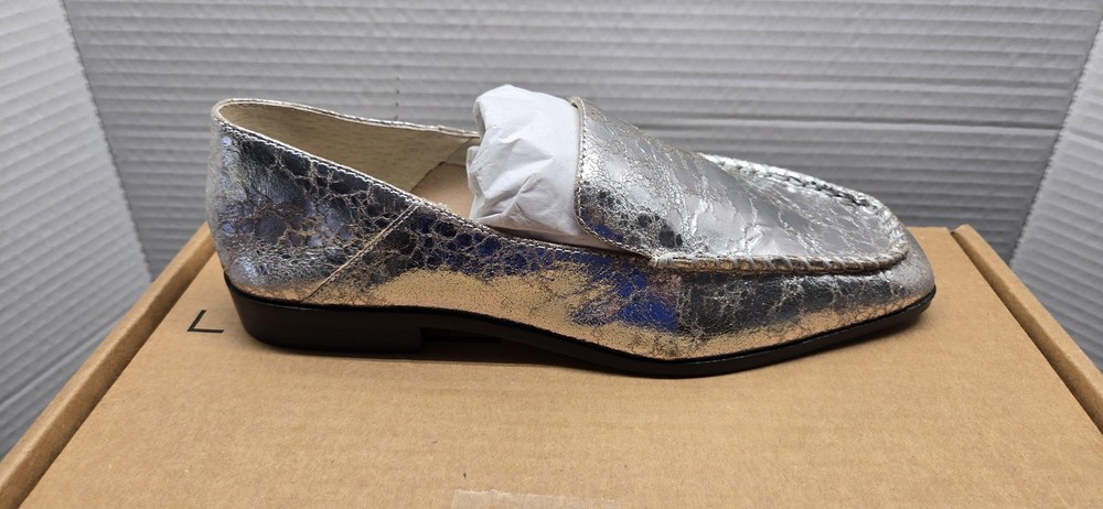 Dolce Vita Beny Shoes Womens Size 8 Silver Metallic Loafer Slip-On Square Toe