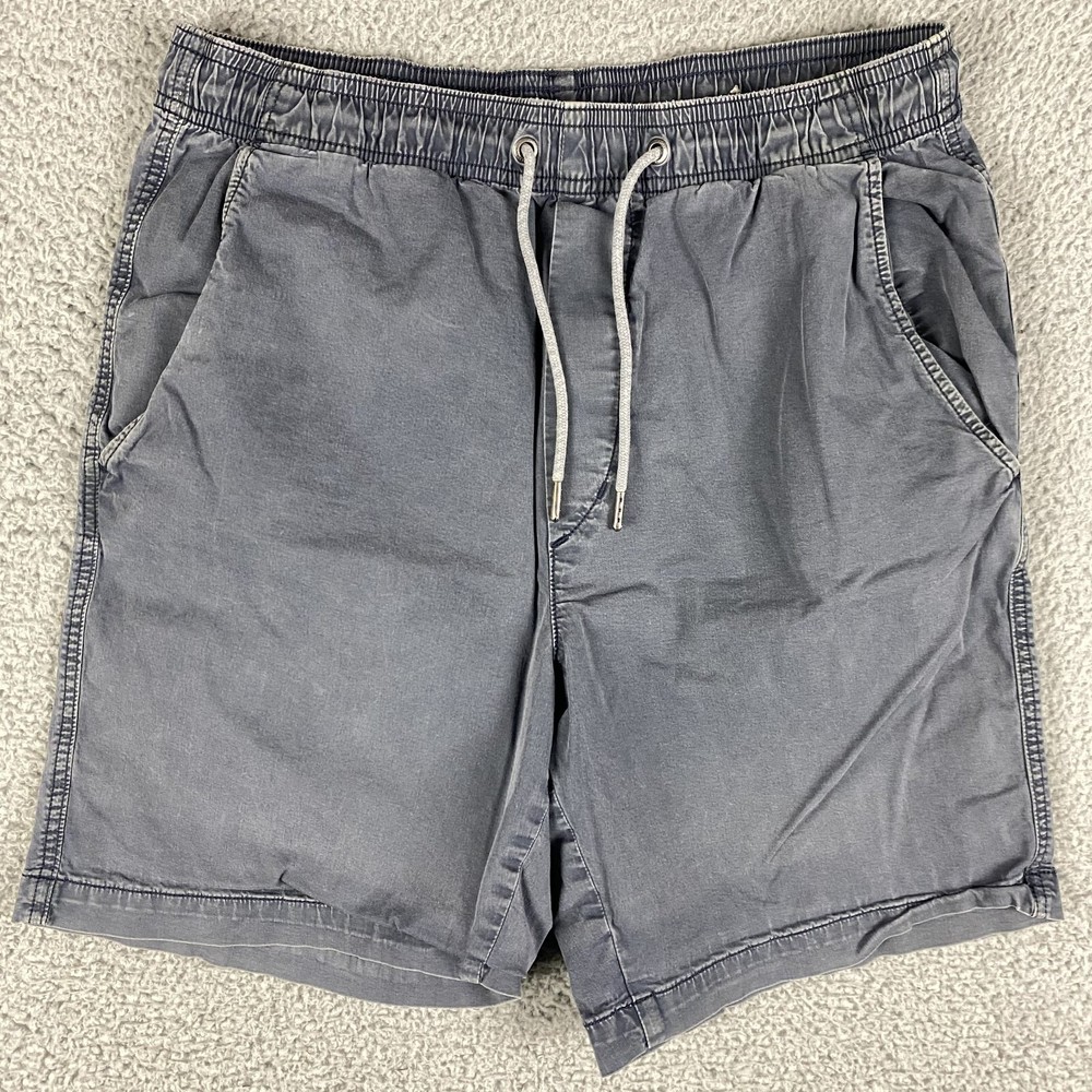 American Eagle Shorts Mens Small Gray Khaki Flex Elastic Waist Drawstring Cotton