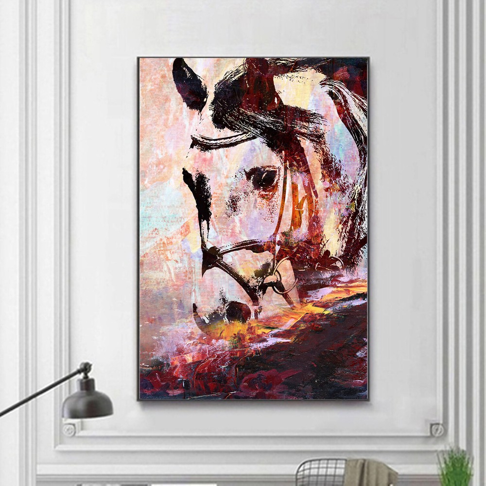 Abstract Art Horse Decorative Oil Paint Silk Canvas Wall Poster Unframed A786-image