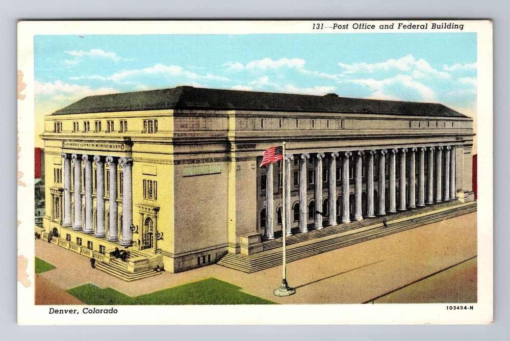 Denver CO-Colorado, Post Office Federal Building, Antique Vintage Postcard