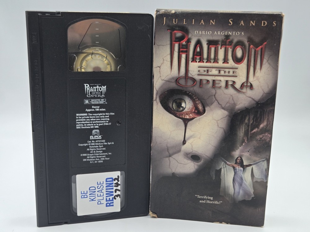 Rare Dario Argento's Phantom Of The Opera (VHS, 1999) Julian Sands