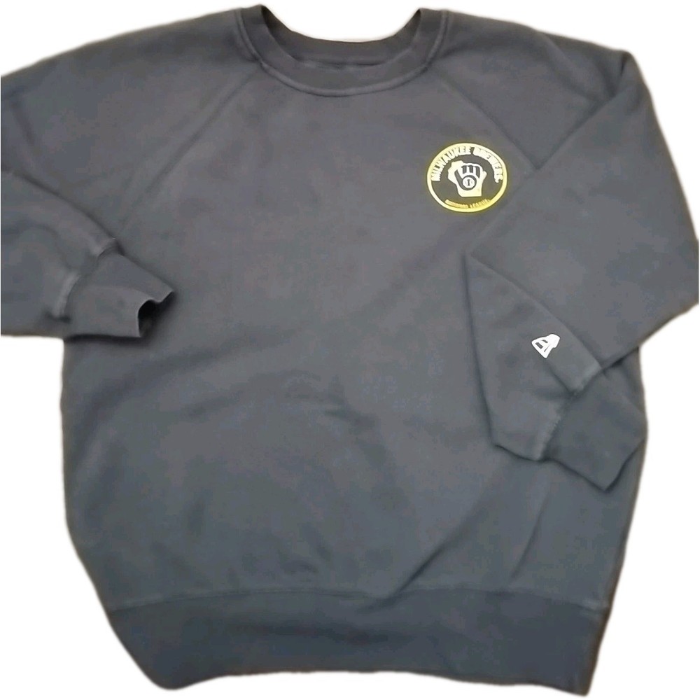 New Era Milwaukee Brewers Baseball Blue Crew Neck Sweater Size Medium