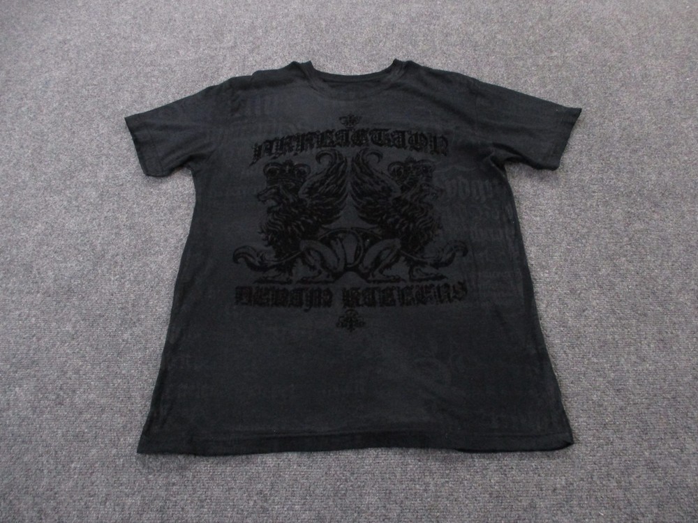 Affliction Shirt Mens XL Black Velvet Wings Crown Graphic Grunge Y2K USA Made