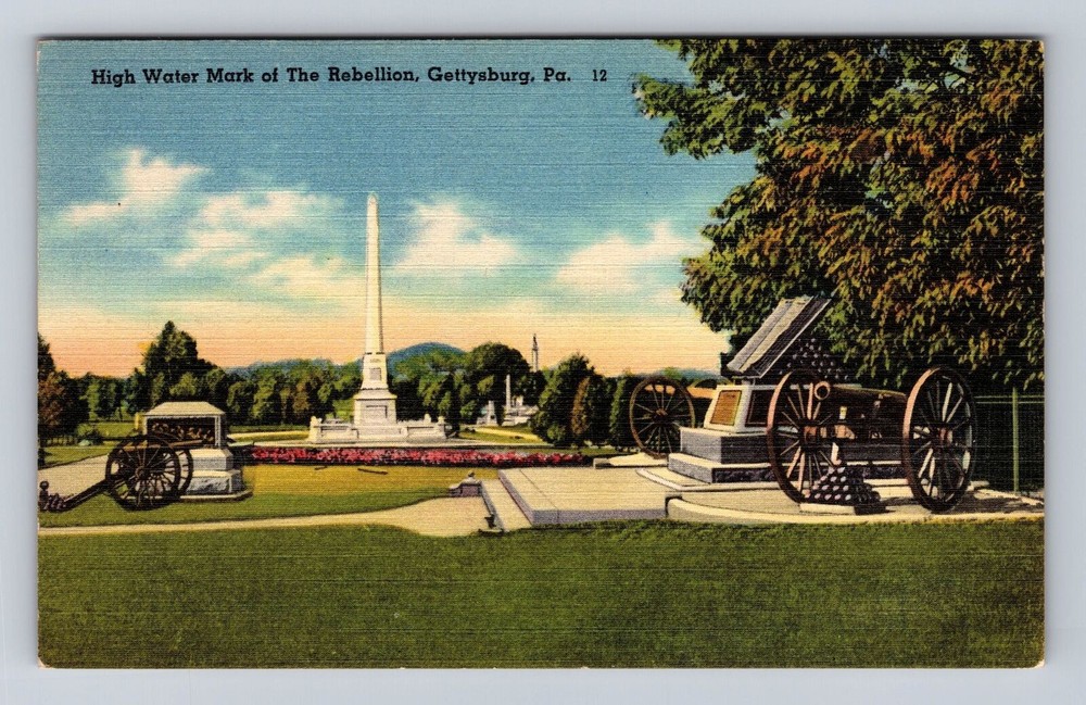 Gettysburg PA-Pennsylvania, Monument High Water Mark Rebellion Vintage Postcard