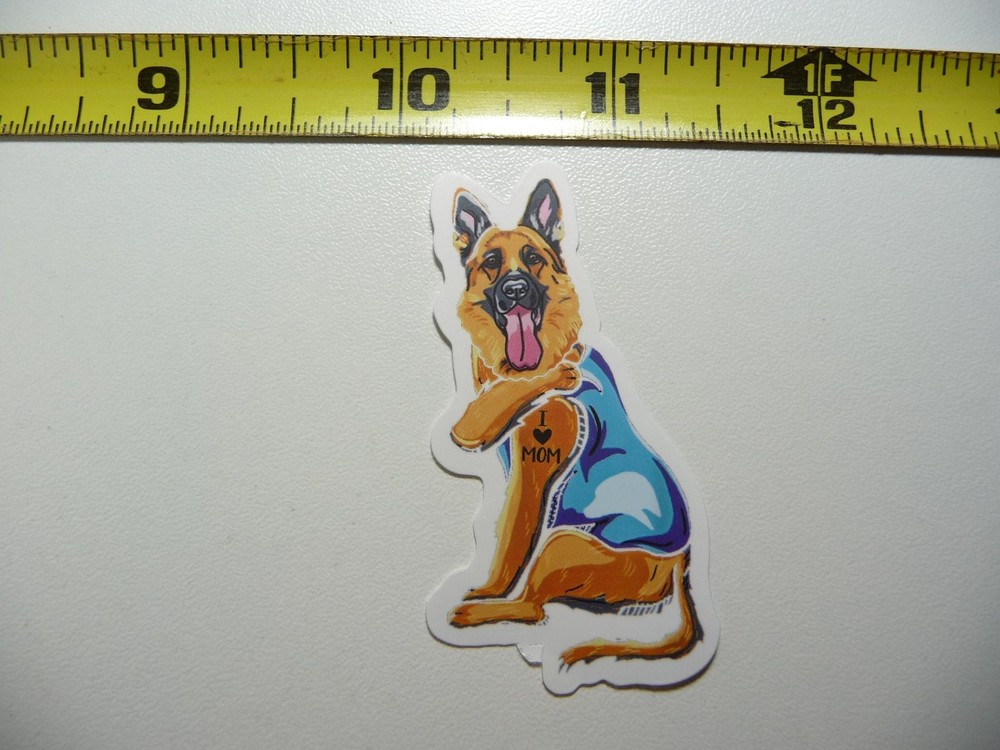 German Shepherd Dog Tattoo Sticker I Love Mom Pet Laptop Decal  