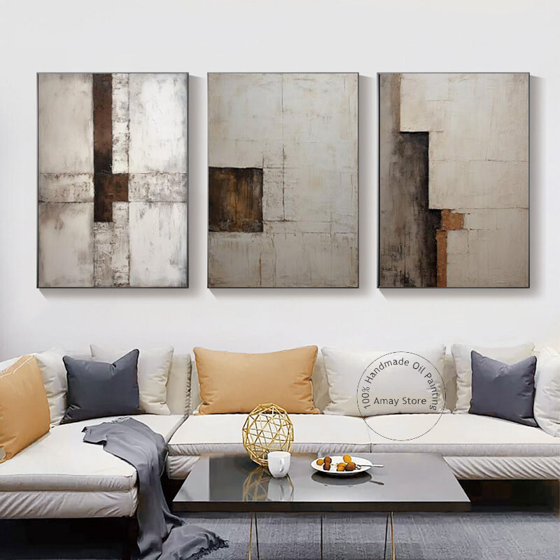 Brown Abstract Wall Art Hand Painted Oil Painting On Canvas Art For Home Decor