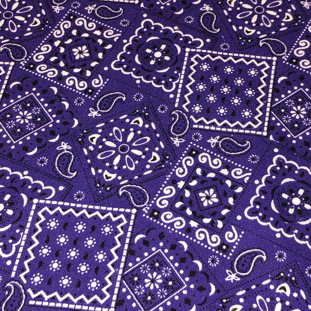 Purple - Blazin' Bandana 100% cotton fabric by the yard 36 x 44 - Purple