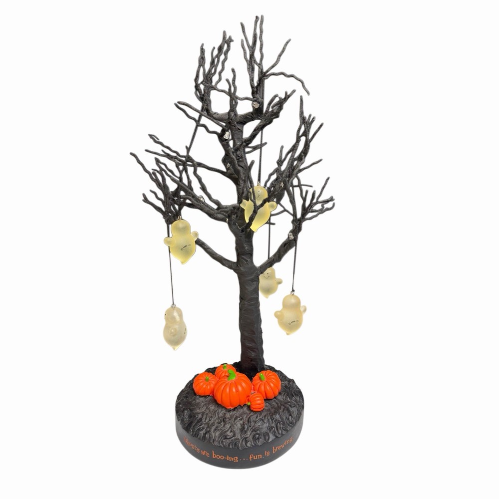 Hallmark Halloween Light Up Ghost Tree Tabletop Decor Pumpkins 13” Tested Works