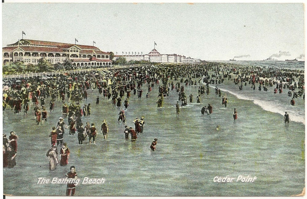 The Bathing Beach at Cedar Point OH Postcard Amusement Park