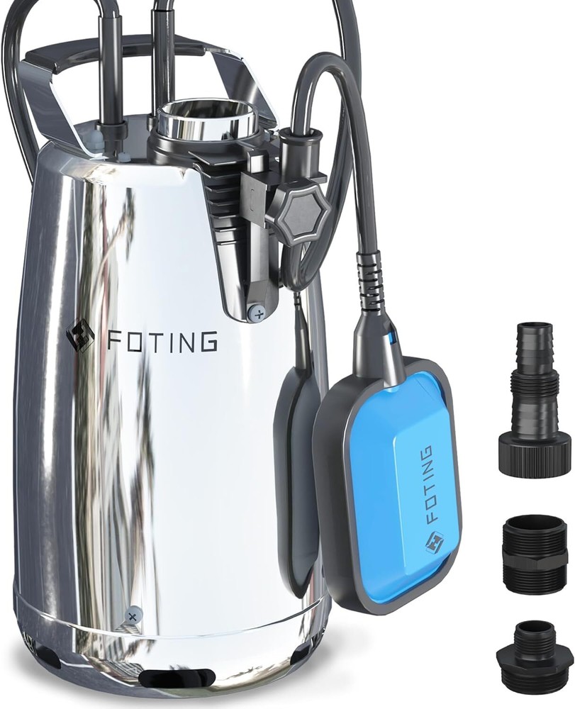 1HP Stainless Steel Sump Pump with Float Switch - Automatic & Manual Mode