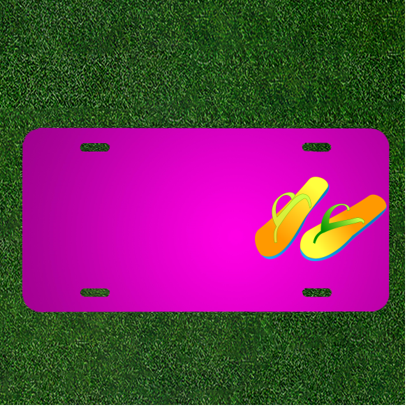 Custom Personalized Car License Plate With Add Names To Slippers Beach Casuals