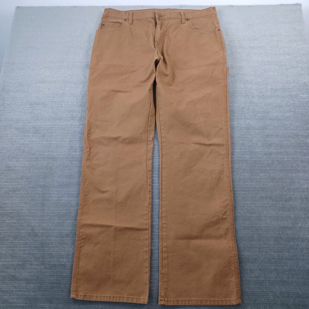 Dickies Mens Duck Canvas Flex Carpenter Pant 36x34 Loose Fit Utility Brown