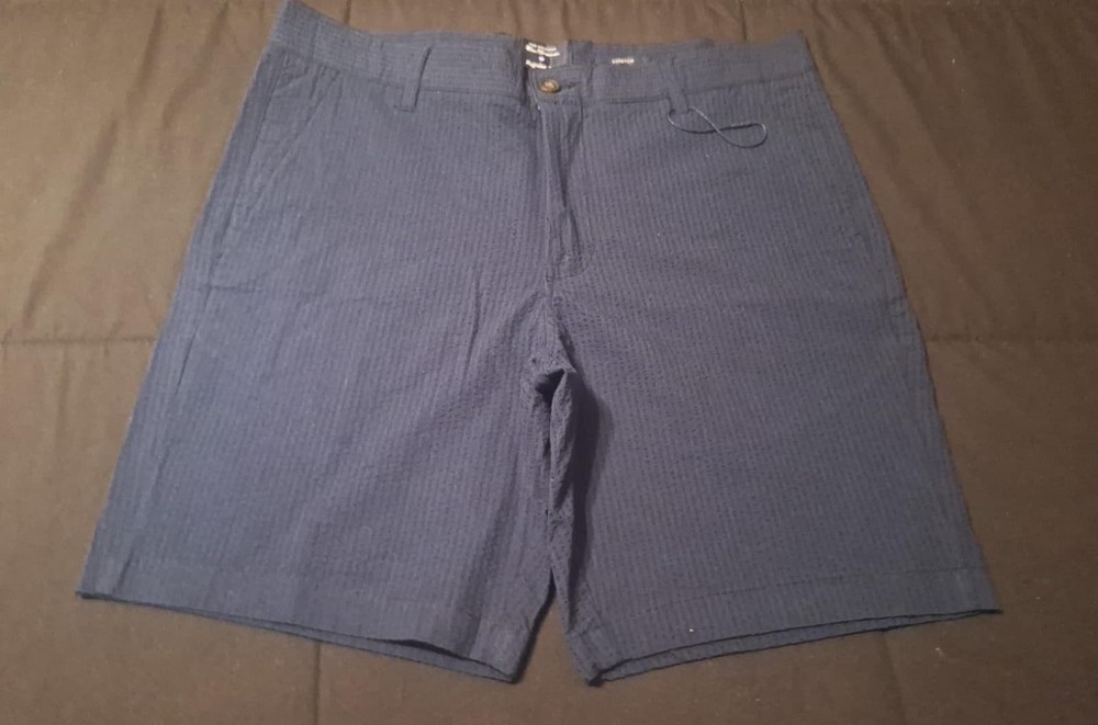 Ben Sherman Shorts Mens Size 32W Regular Fit Stretch Golf Textured Navy Blue